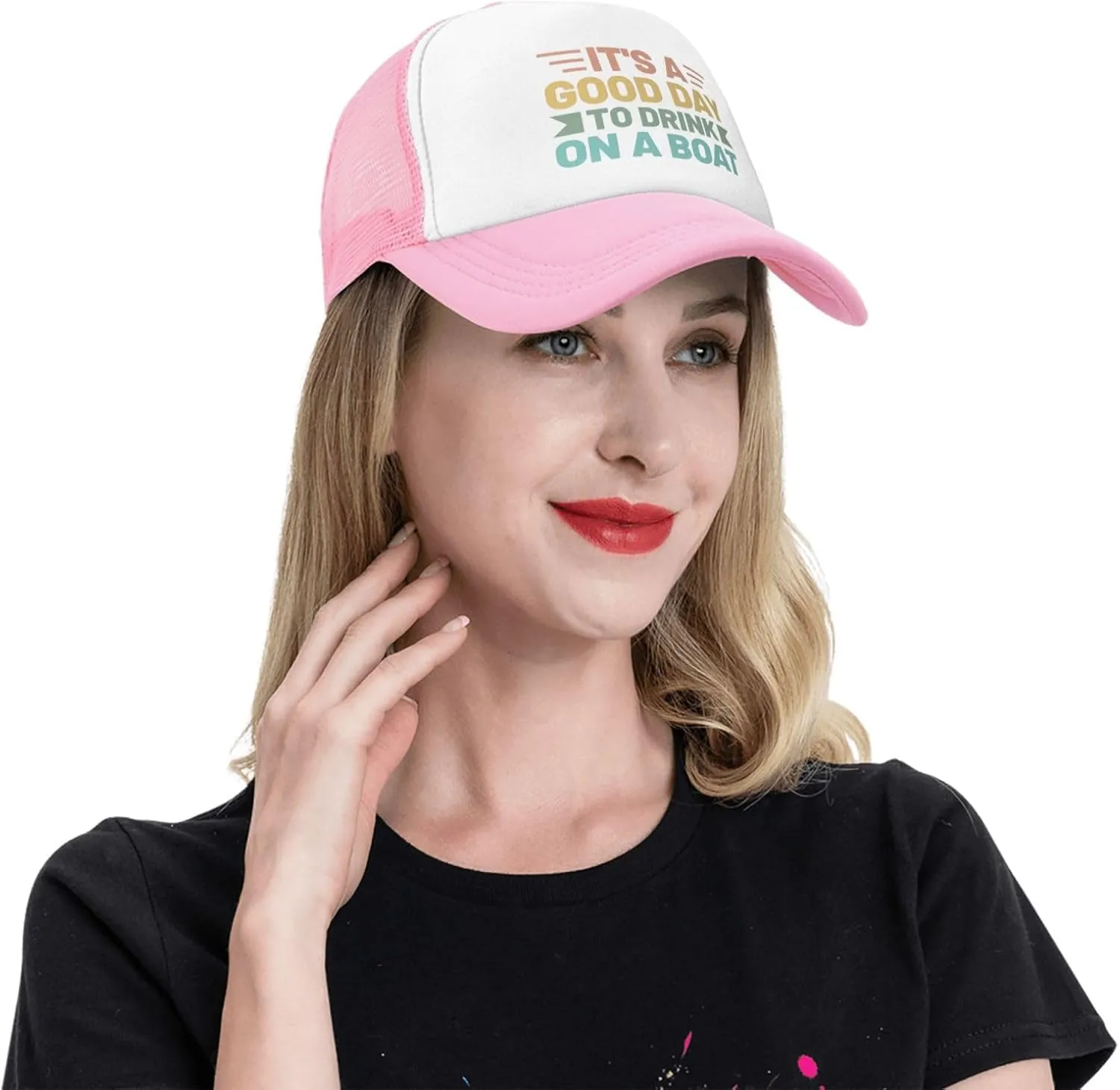 Womens Baseball Hats Drinking Party Mesh Cap Women's Cool Cap It is A Good Day to Drink On A Boat Caps