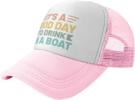 Womens Baseball Hats Drinking Party Mesh Cap Women's Cool Cap It is A Good Day to Drink On A Boat Caps