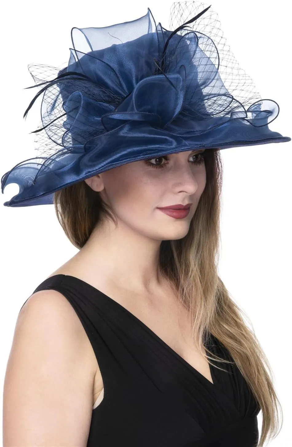 Women's Organza Church British Fascinator Bridal Tea Party Wedding Hat Summer Ruffles Cap