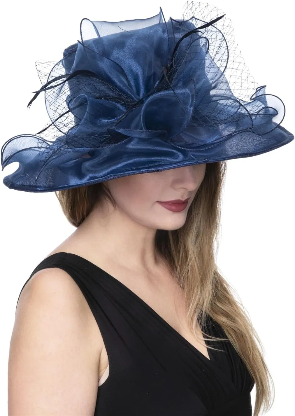 Women's Organza Church British Fascinator Bridal Tea Party Wedding Hat Summer Ruffles Cap