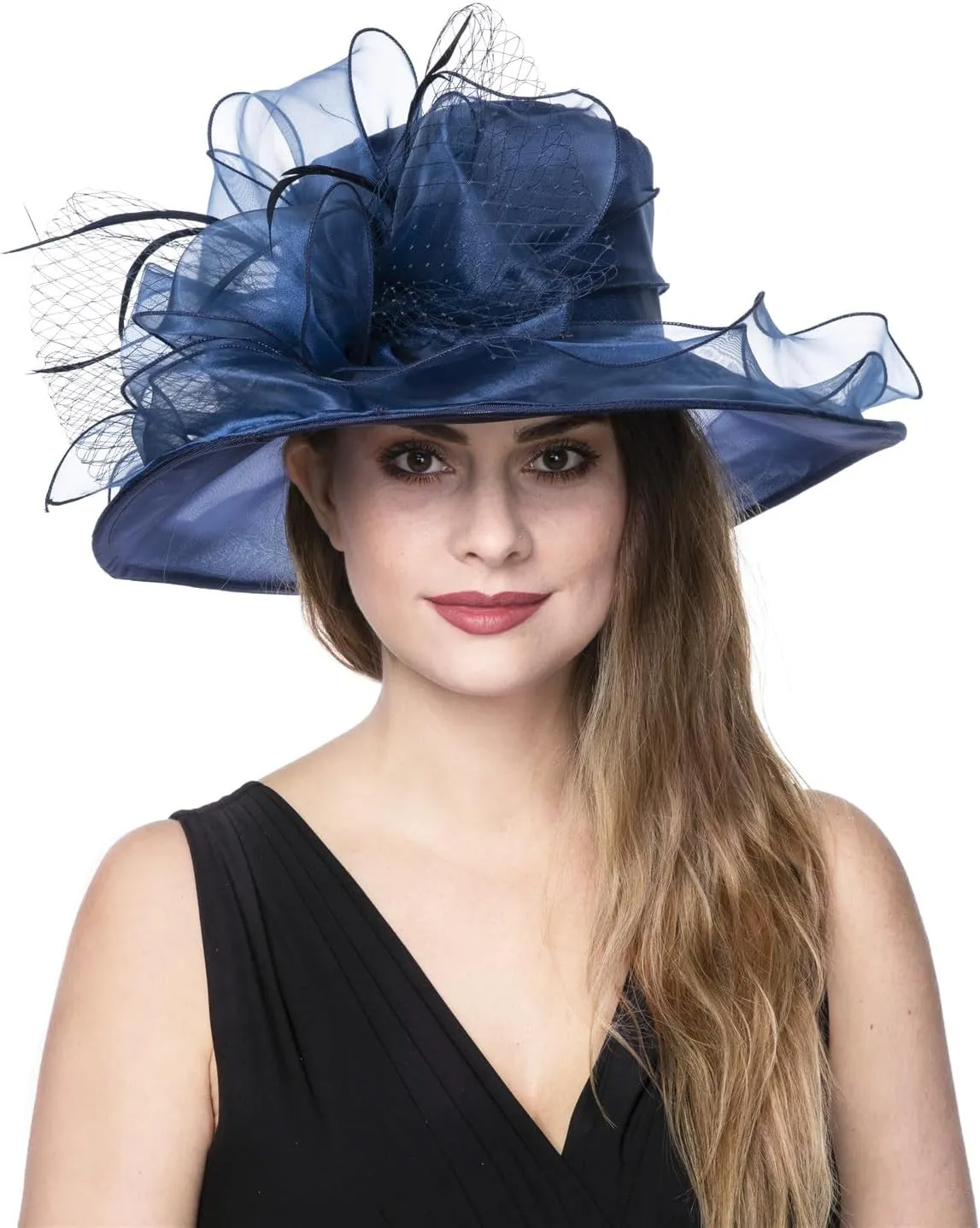 Women's Organza Church British Fascinator Bridal Tea Party Wedding Hat Summer Ruffles Cap