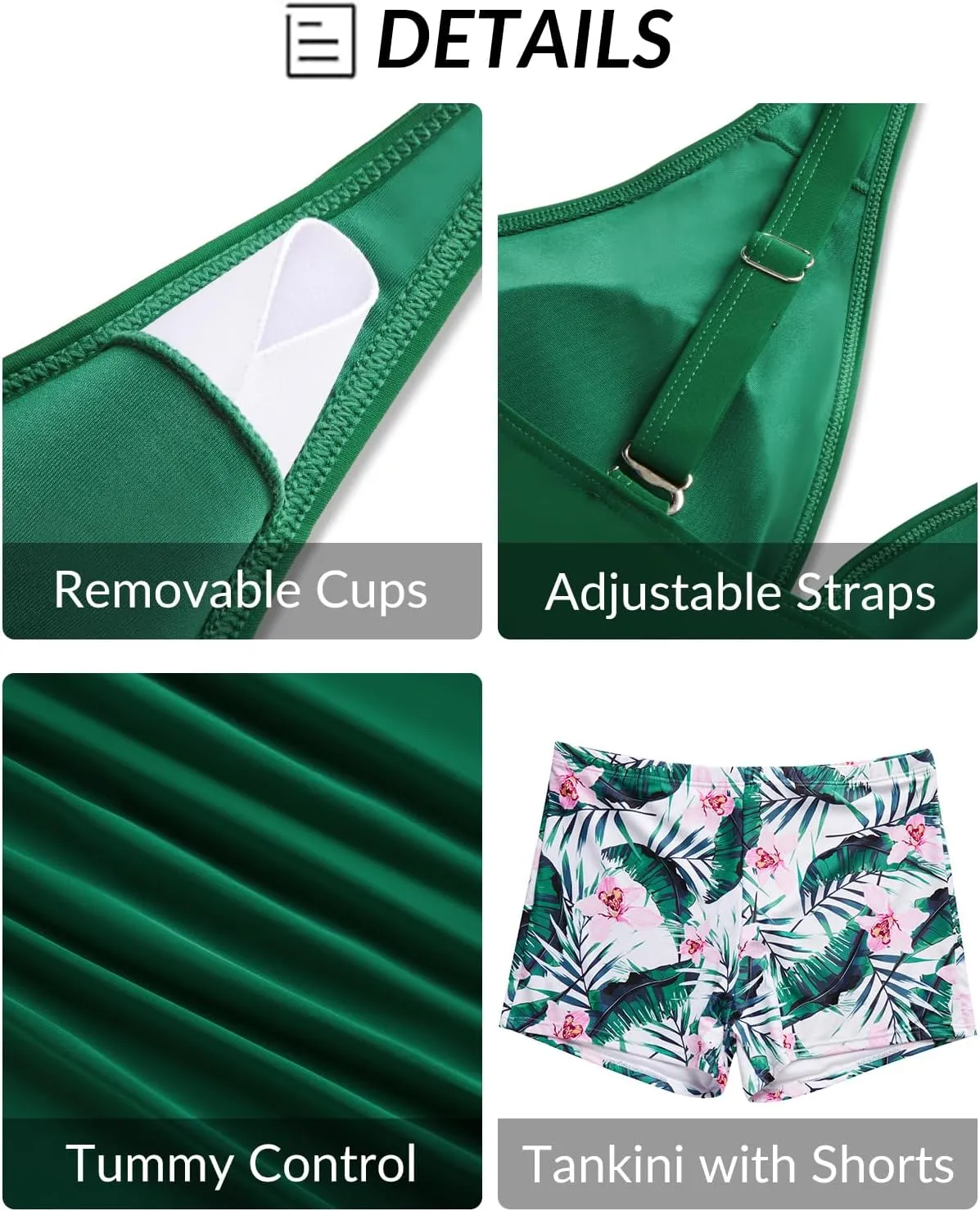 Yonique Womens Plus Size Swimsuits with Shorts Tummy Control Tankini Two Piece Bathing Suits Athletic Swimwear